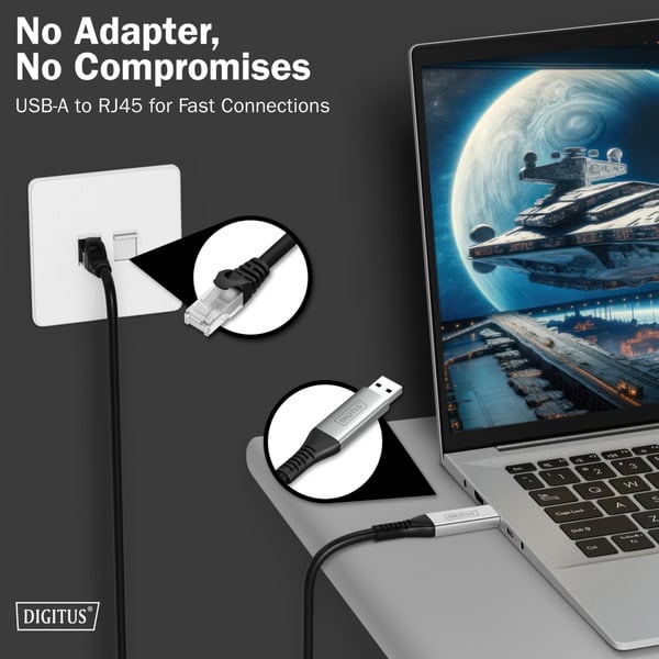 Digitus USB-A 3.2 Gen1 > RJ-45 Ethernet câble, 1Gbit/s, Adapter - Digitus - vue 7