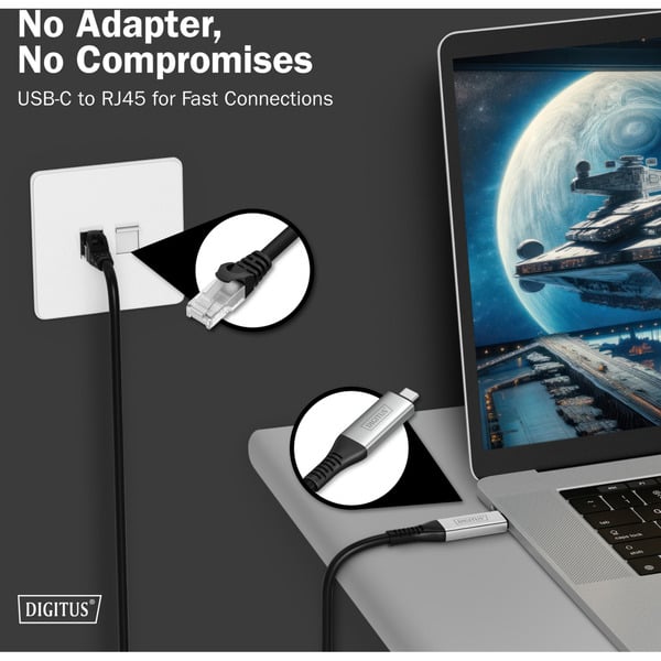 Digitus USB-C 3.2 Gen1 > RJ-45 Ethernet câble, 1Gbit/s, Adapter - Digitus - vue 4
