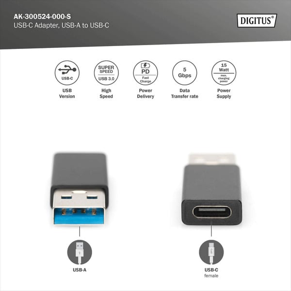 € 3,10 Digitus USB Type-C Adapter, USB A - USB-C - Digitus - vue 6