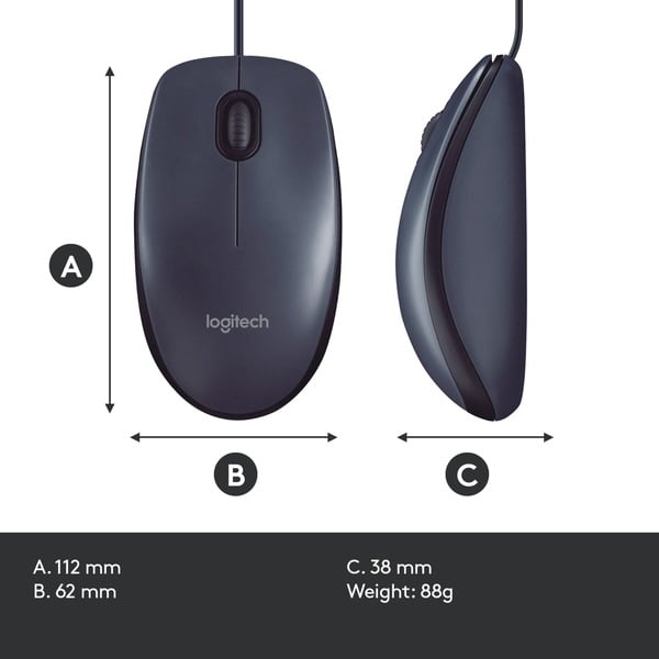 Logitech B100 Optical USB Mouse for Business, souris - Logitech - vue 8