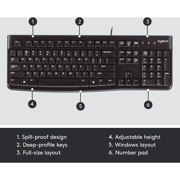 Logitech Keyboard K120, clavier - Logitech - vue 6