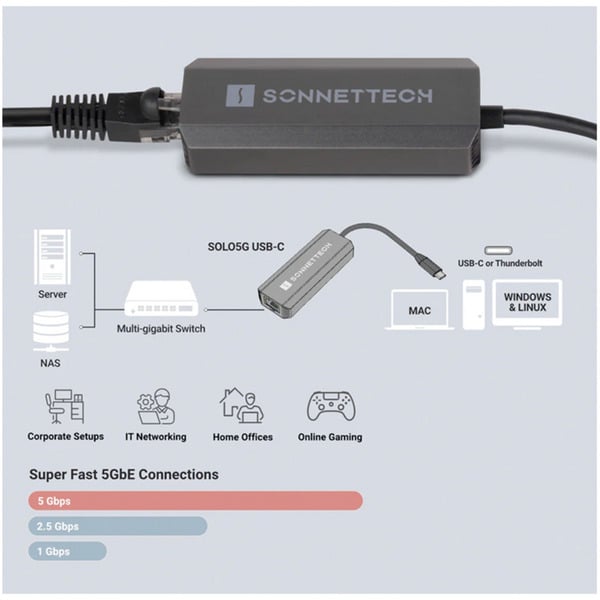 € 39,91 Sonnet Solo5G USB-C to 5Gb Ethernet, adaptateur réseau - Sonnet - vue 4