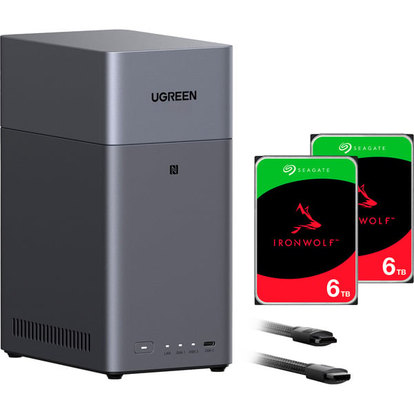 UGREEN DH2300 + 2x 6 TB Seagate IronWolf HDD Bundle, NAS - UGREEN