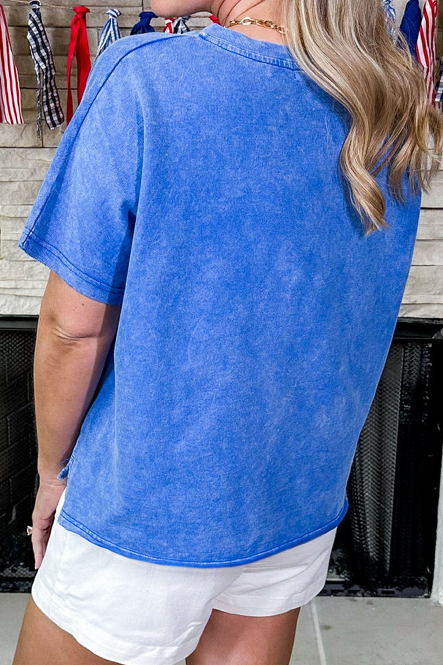 White Patriot Star Patched — Tops/Tops & Tees, vue 5, LeGeekShop