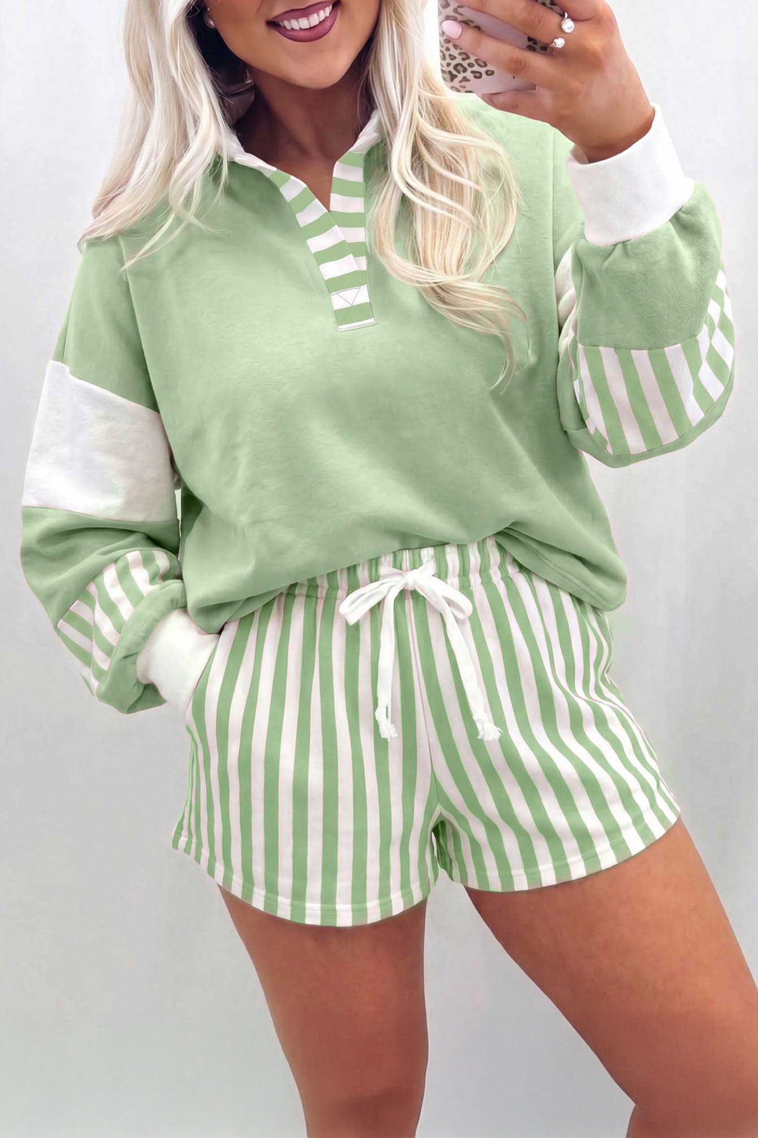 Ensemble femme rayé, à cordon — vert