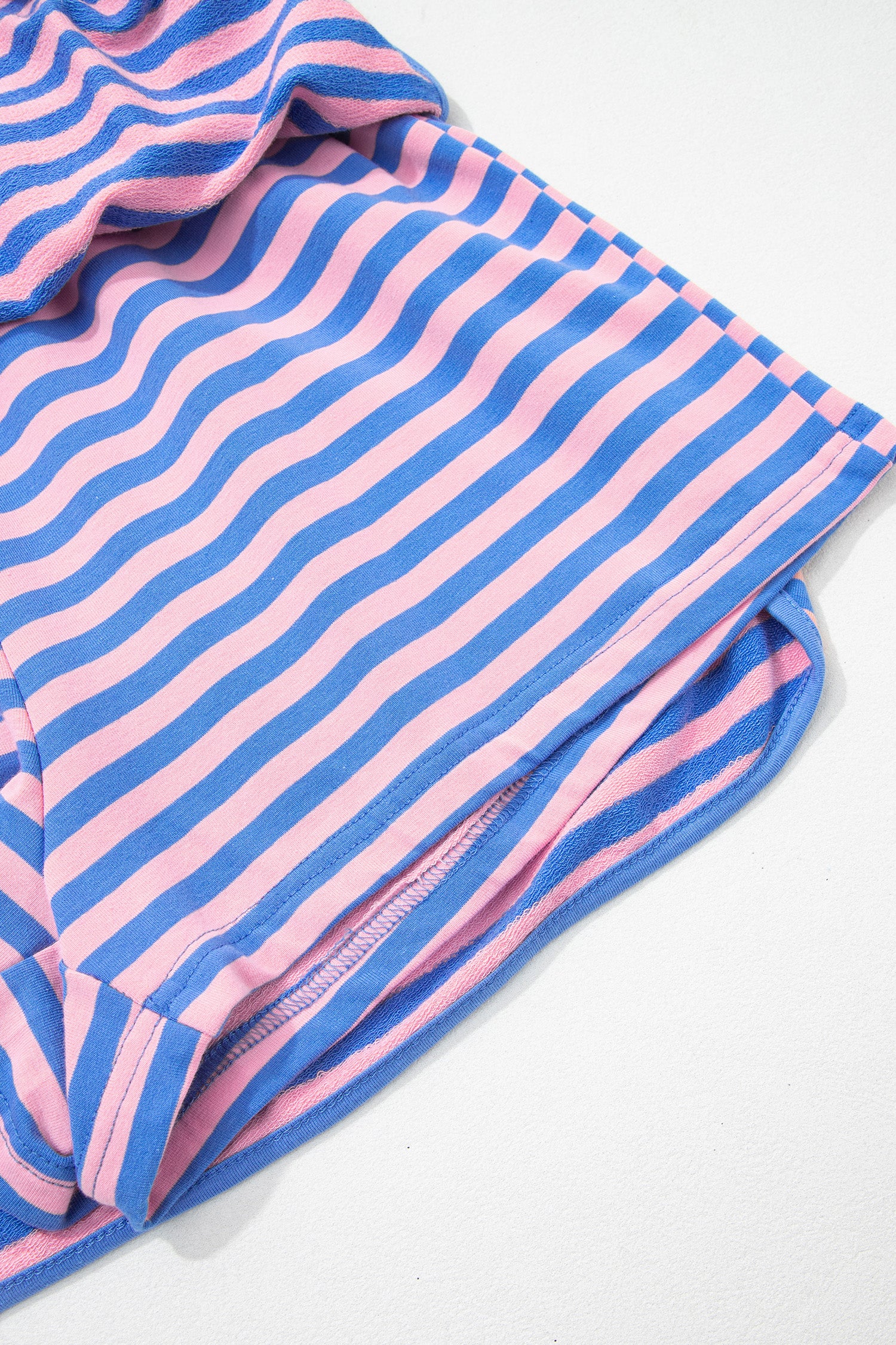 Pink Stripe Relaxed Short Sleeve Top Elastic Waist Drawstring Skort 2pcs Set