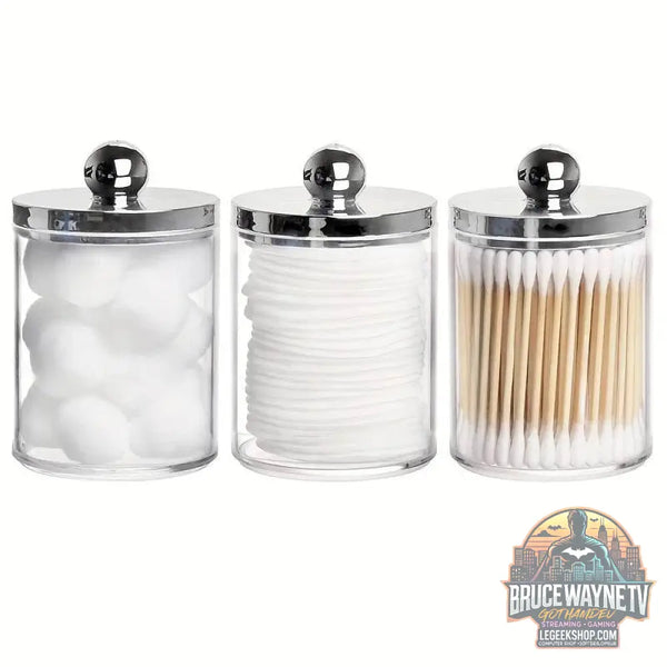 🧺 Boîte de Rangement Transparent – Pot d’Apothicaire 10 Oz | Porte-Coton-Tige & Accessoires - Legeekshop