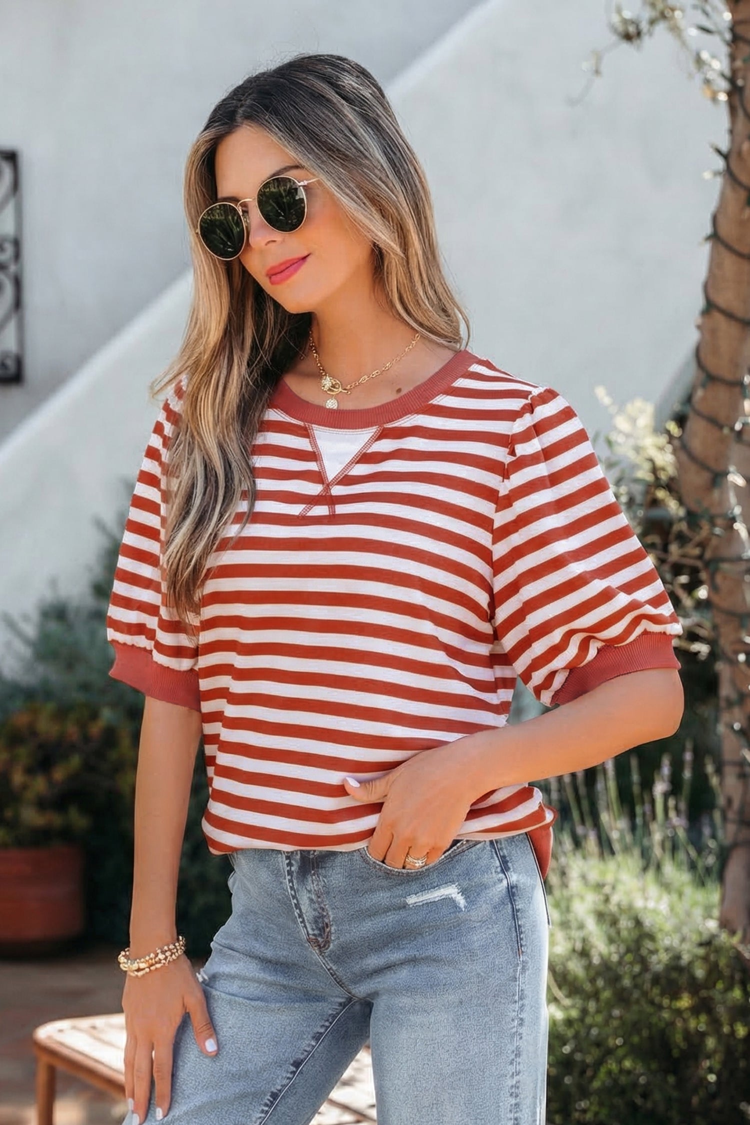 Orange Stripe Short Bubble — Tops/Tops & Tees, vue 3, LeGeekShop