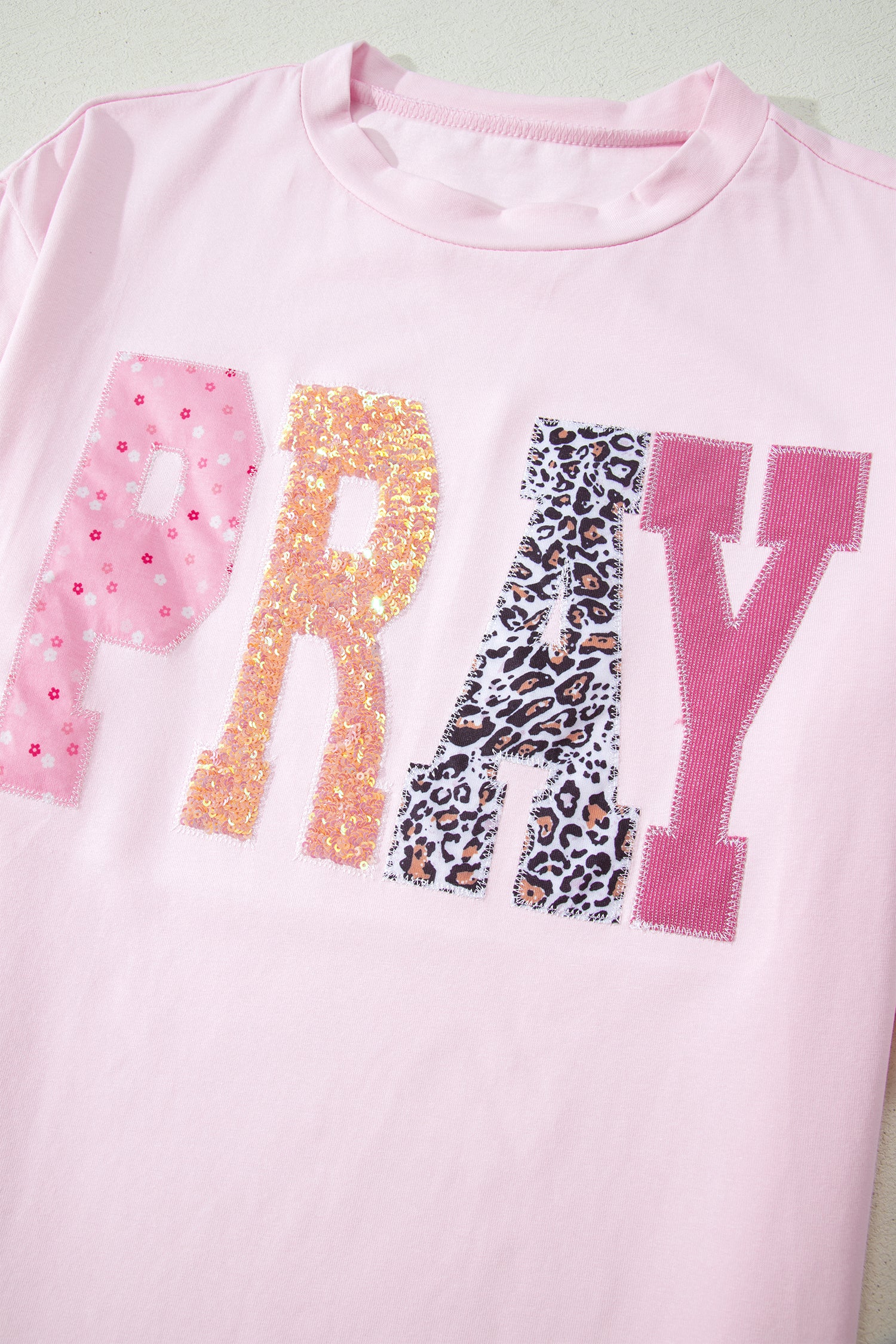 Pink PRAY Sequin Leopard — Tops/Tops & Tees, vue 7, LeGeekShop