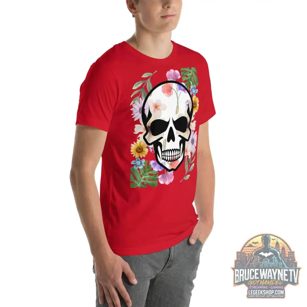 T-shirt Unisexe à Imprimé Crâne et Fleurs - Mode Estivale | Wayne Outfitters - Legeekshop