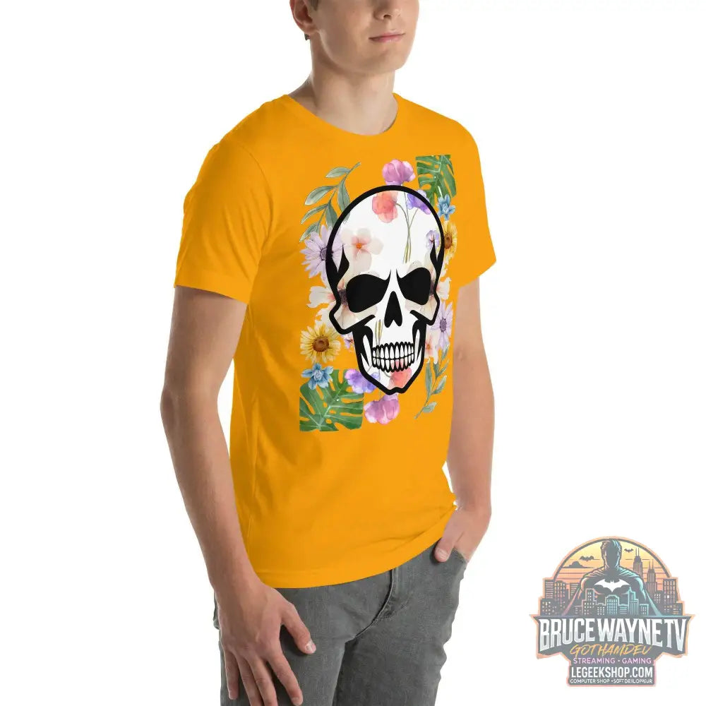 T-shirt Unisexe à Imprimé Crâne et Fleurs - Mode Estivale | Wayne Outfitters - Legeekshop