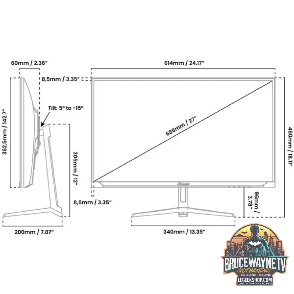 Arozzi Nova 27T2K180 27" QHD/WQHD IPS 180 Hz - Arozzi - vue 7