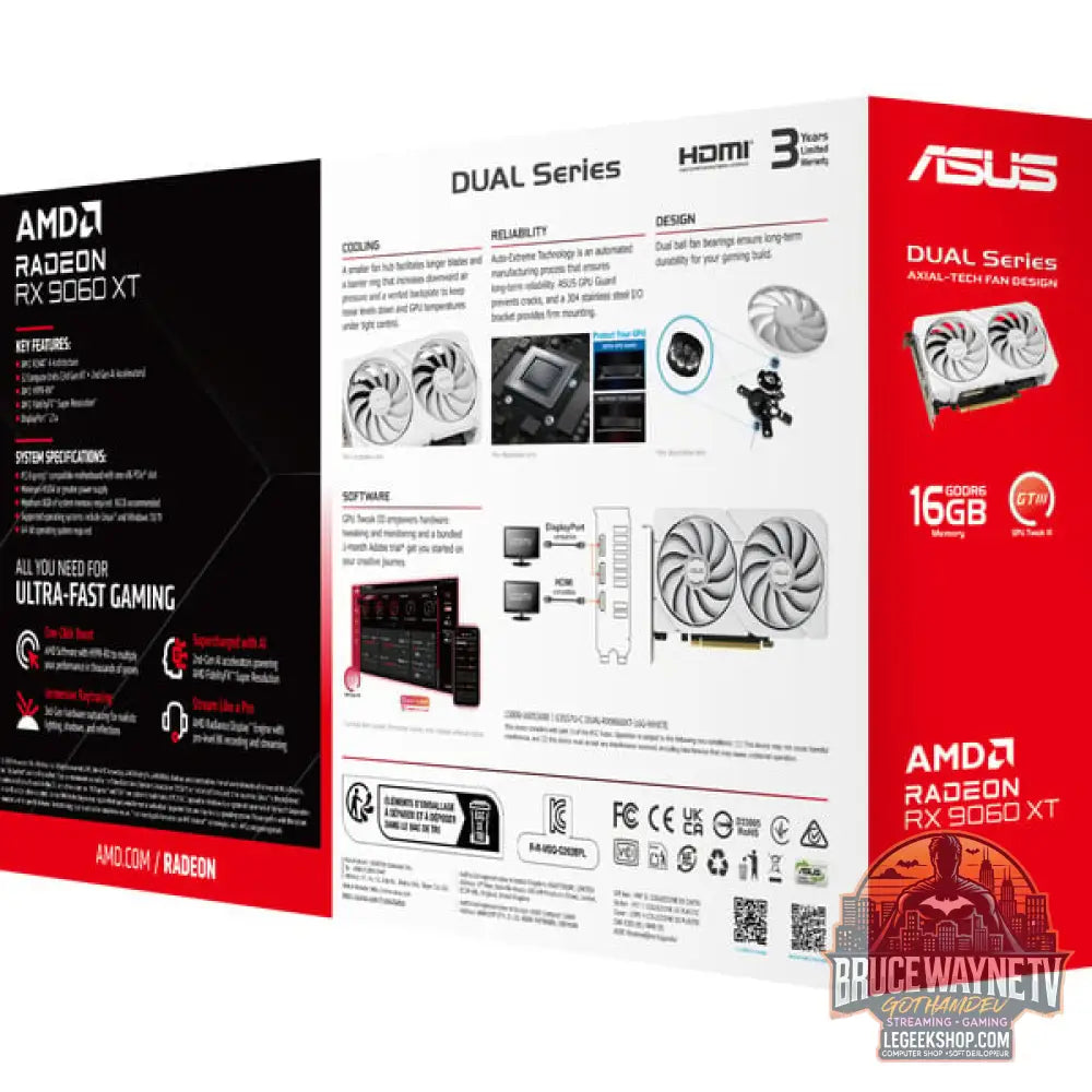 ASUS Radeon RX 9060 XT DUAL WHITE Edition 16GB, carte graphique blanc - ASUS - vue 13