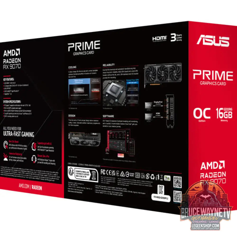 ASUS Radeon RX 9070 OC PRIME EVO Edition 16GB, carte graphique gris, RDNA4, GDDR6, 3x DisplayPort, 1x HDMI - ASUS - vue 15