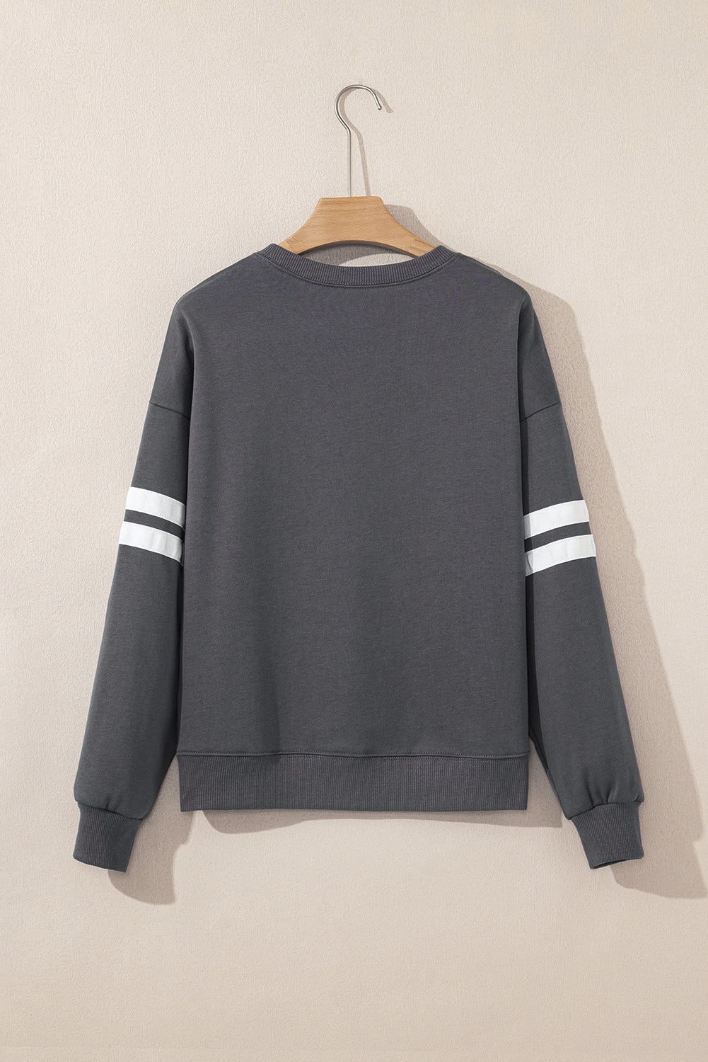 Sweat détails varsity, épaules tombantes, oversized — blanc
