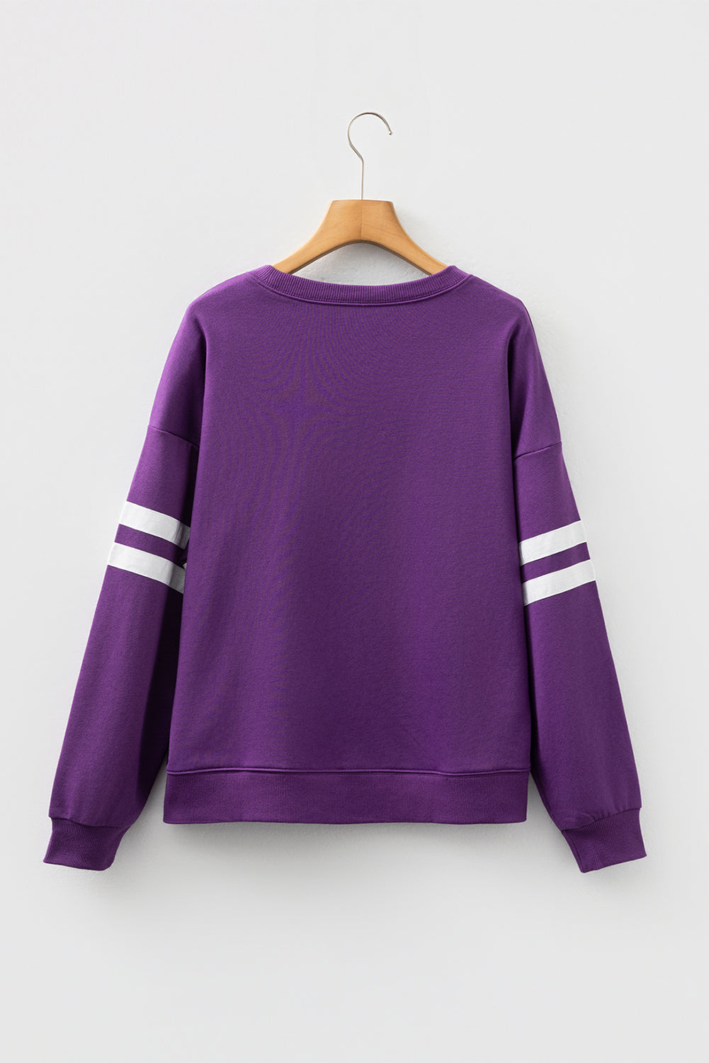 Sweat détails varsity, épaules tombantes, oversized — blanc