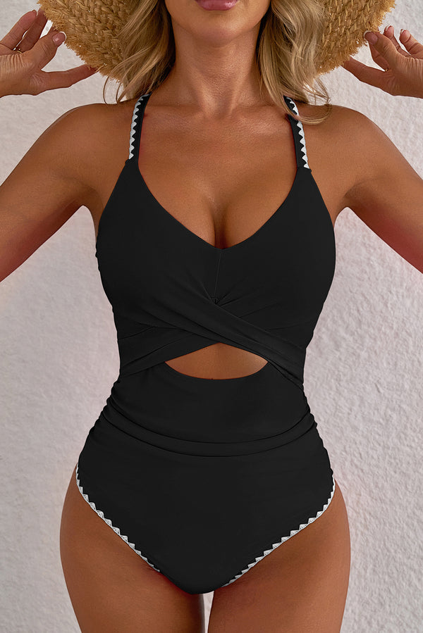 Maillot femme patchwork — noir