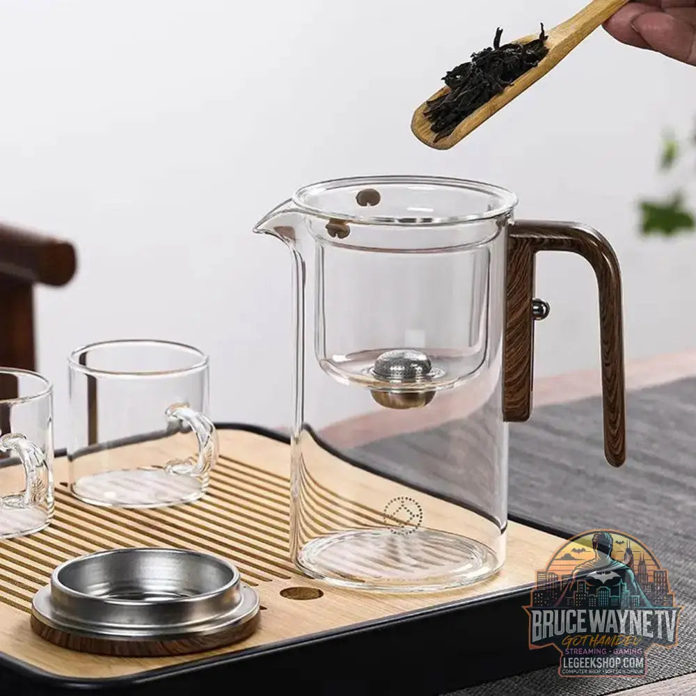 🍵 Théière en Verre avec Séparateur Intégré & Poignée en Bois – 520ML / 720ML - Legeekshop