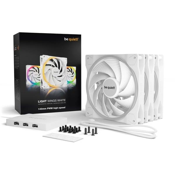 be quiet! Light Wings White 140mm PWM high-speed Triple Pack, Gehäuselüfter - be quiet! - vue 5