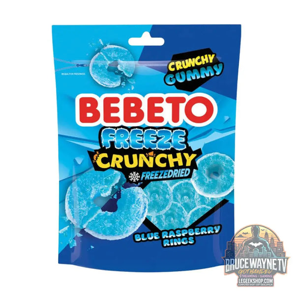Bebeto Blue Raspberry Rings Freeze Crunchy Gummy Freezedried caramelle liofilizzate al gusto lampone da 35g (Confezione