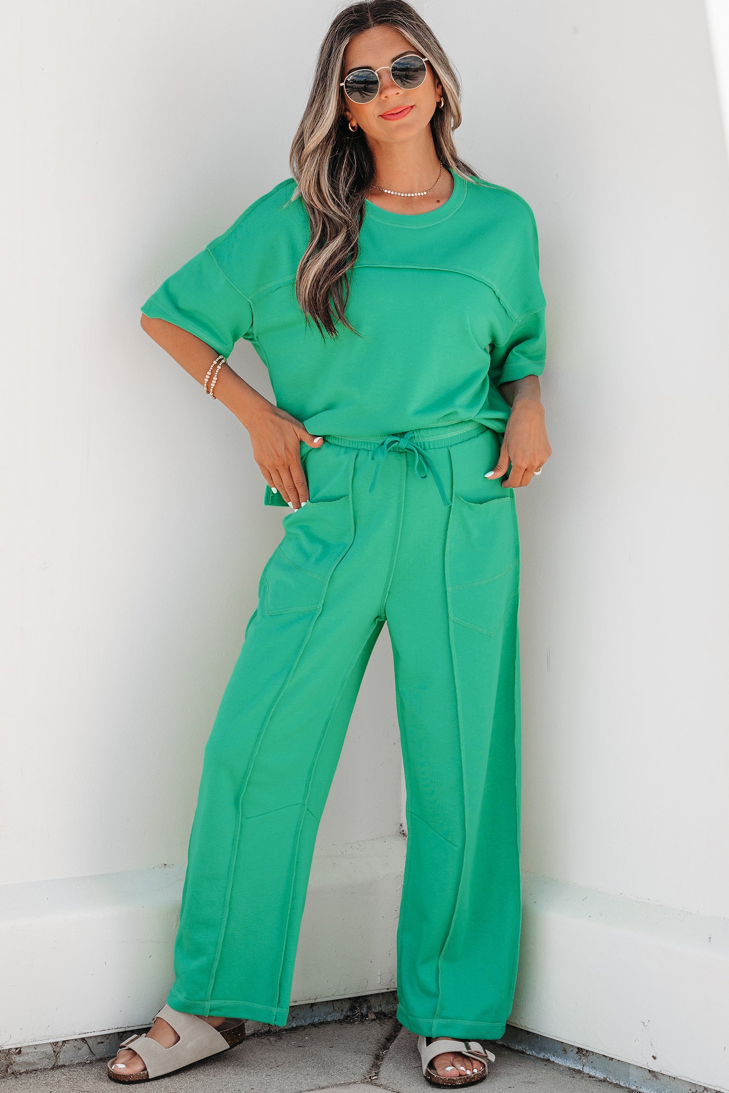 Racing Red Drop Shoulder Boxy Tee and Barrel Pants Set