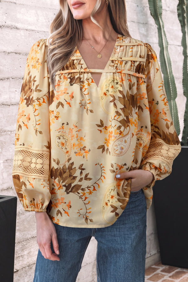 Blouse femme col V — kaki