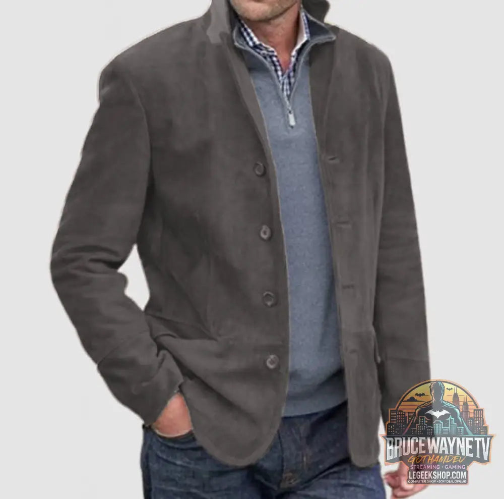 Blazer Homme Col Montant Velours Côtelé Boutons Poches Slim Fit - Gray2 / L - Blazer Homme