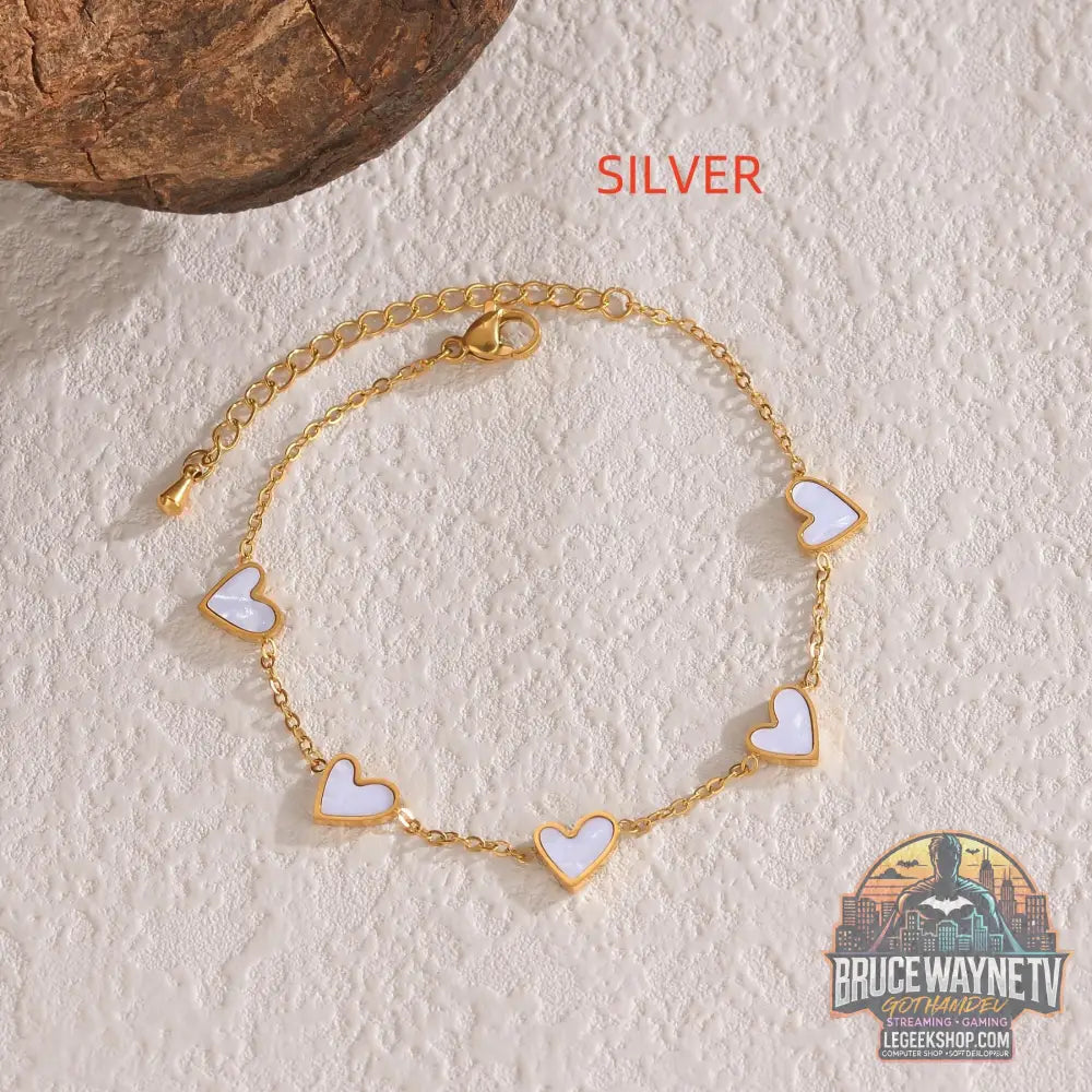 Bracelet Acier Inoxydable Cœur Amour Saint-Valentin Cadeau Bijou - Silver white - Bracelet