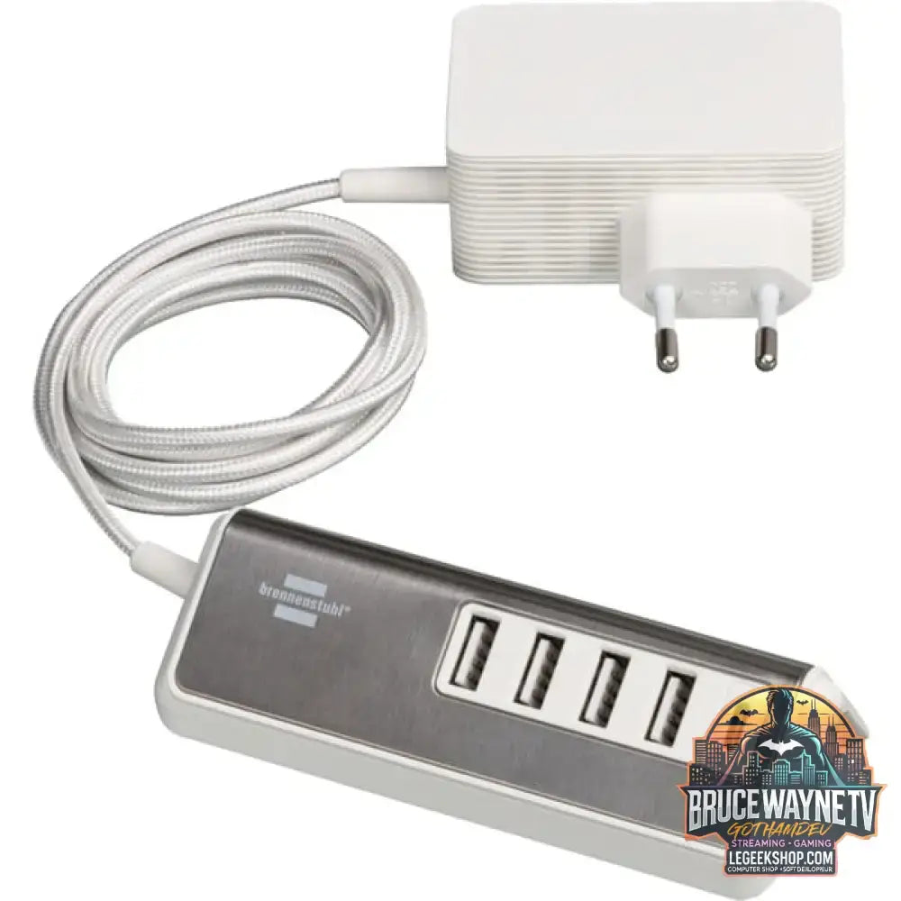Brennenstuhl estilo USB-Multiladegerät weiß/edelstahl, 5x USB, PD 20 Watt - Stromquelle: Steckdose - vue 6