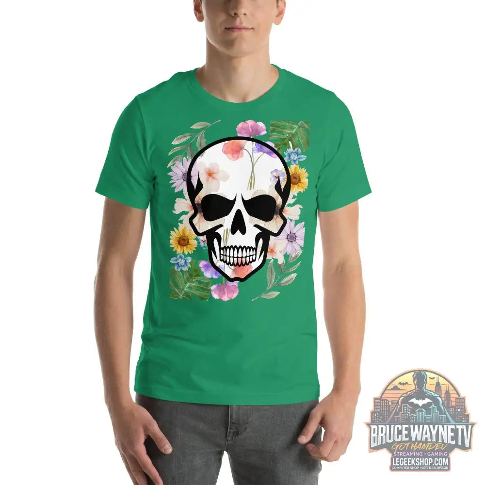 T-shirt Unisexe à Imprimé Crâne et Fleurs - Mode Estivale | Wayne Outfitters - Legeekshop