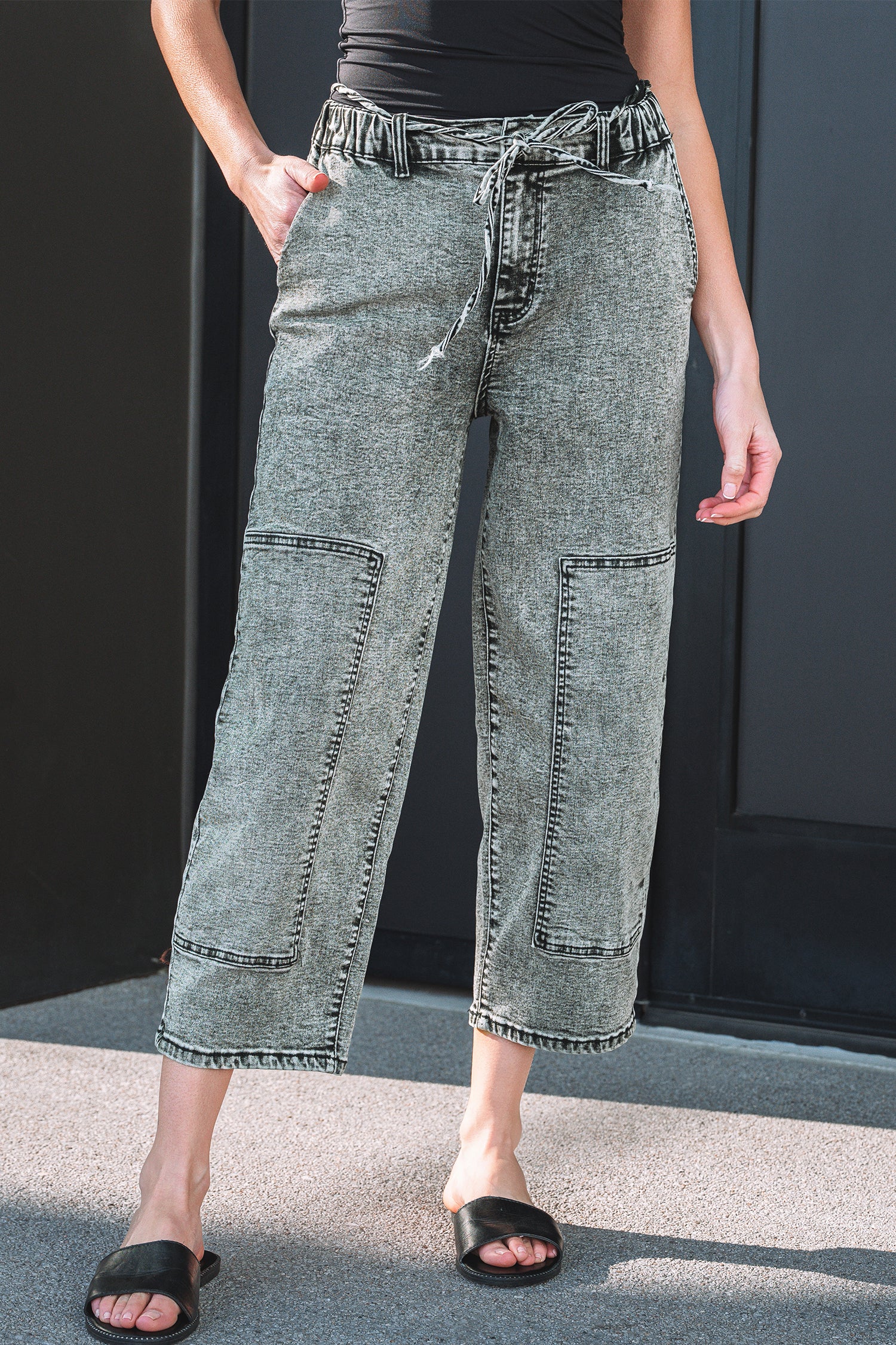 Pantalon femme denim — gris