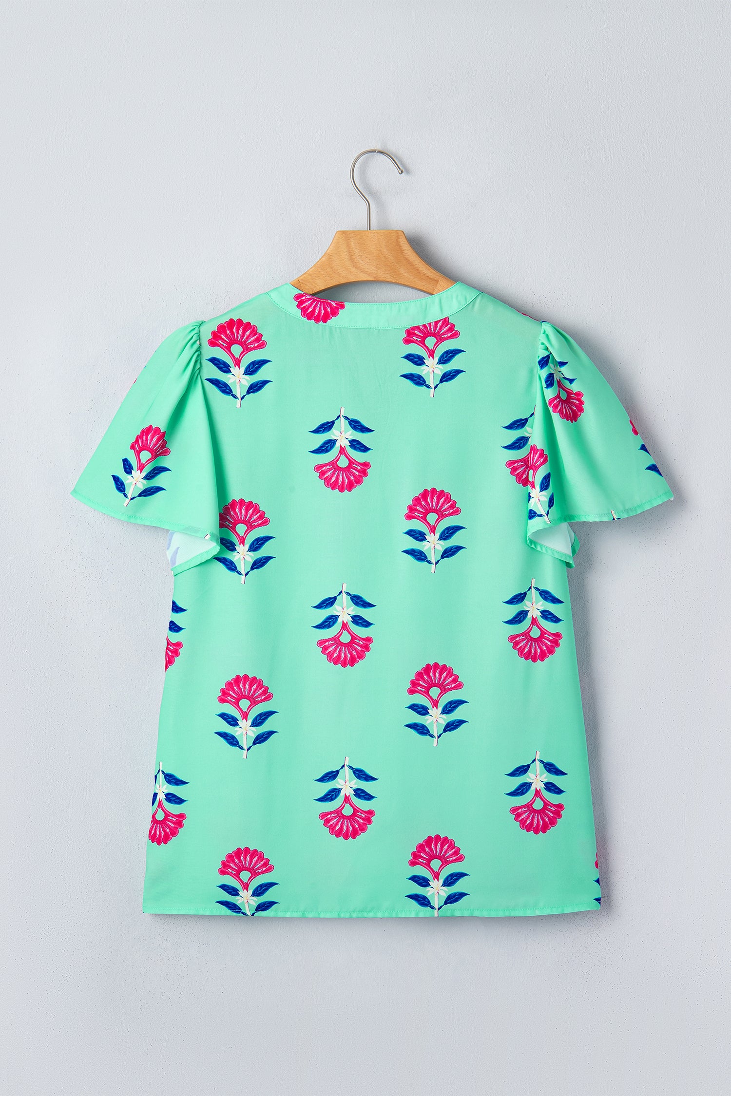 Green Floral V Neck — détail Tops/Blouses & Shirts, vue 8, LeGeekShop