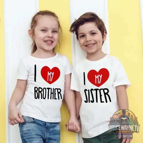 👕 T-shirt Enfant "I ❤️ My..." – Fratrie Assortie | Déclarations d’Amour Frère/Sœur - Legeekshop