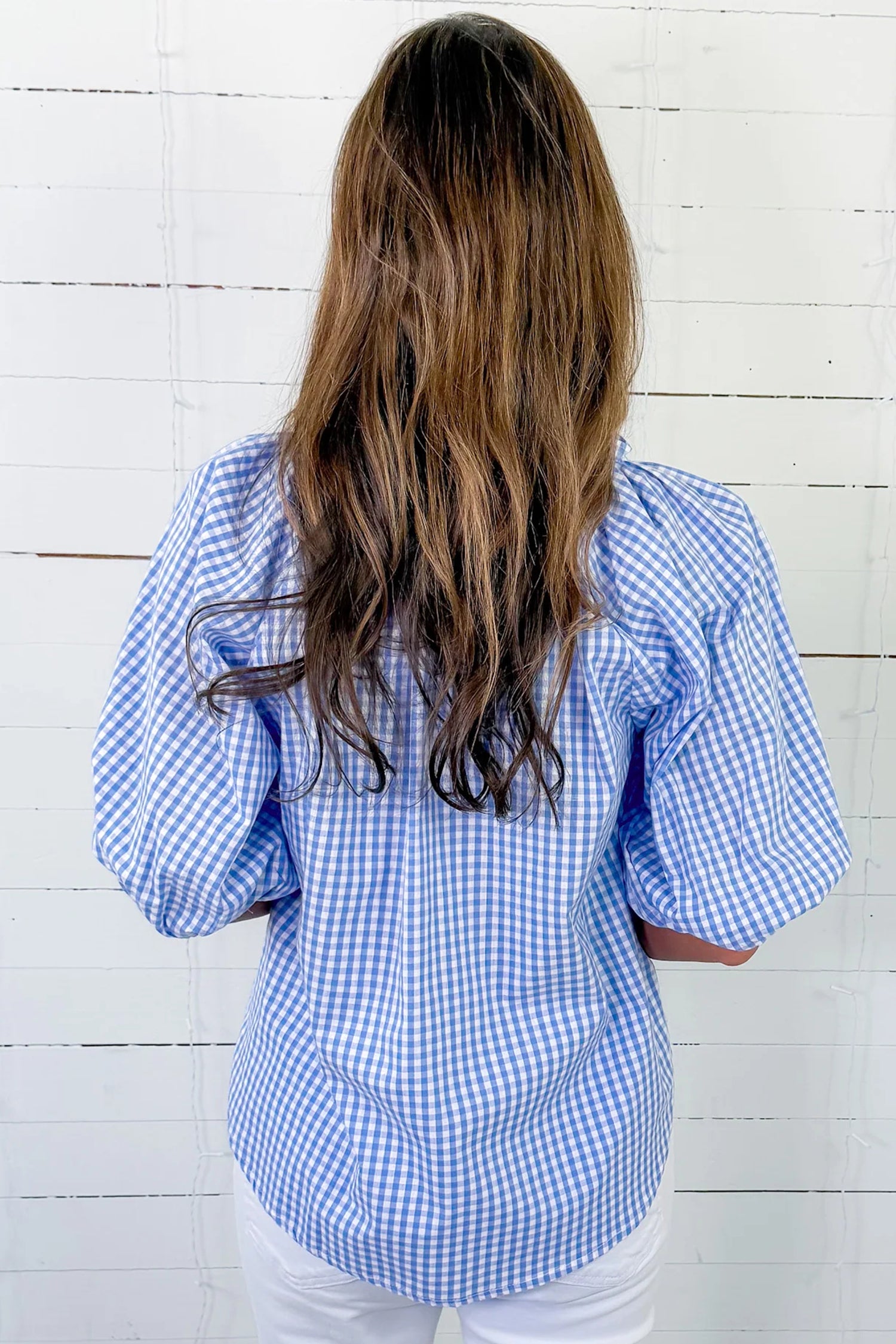 Sky Blue Summer Plaid — Tops/Blouses & Shirts, vue 4, LeGeekShop