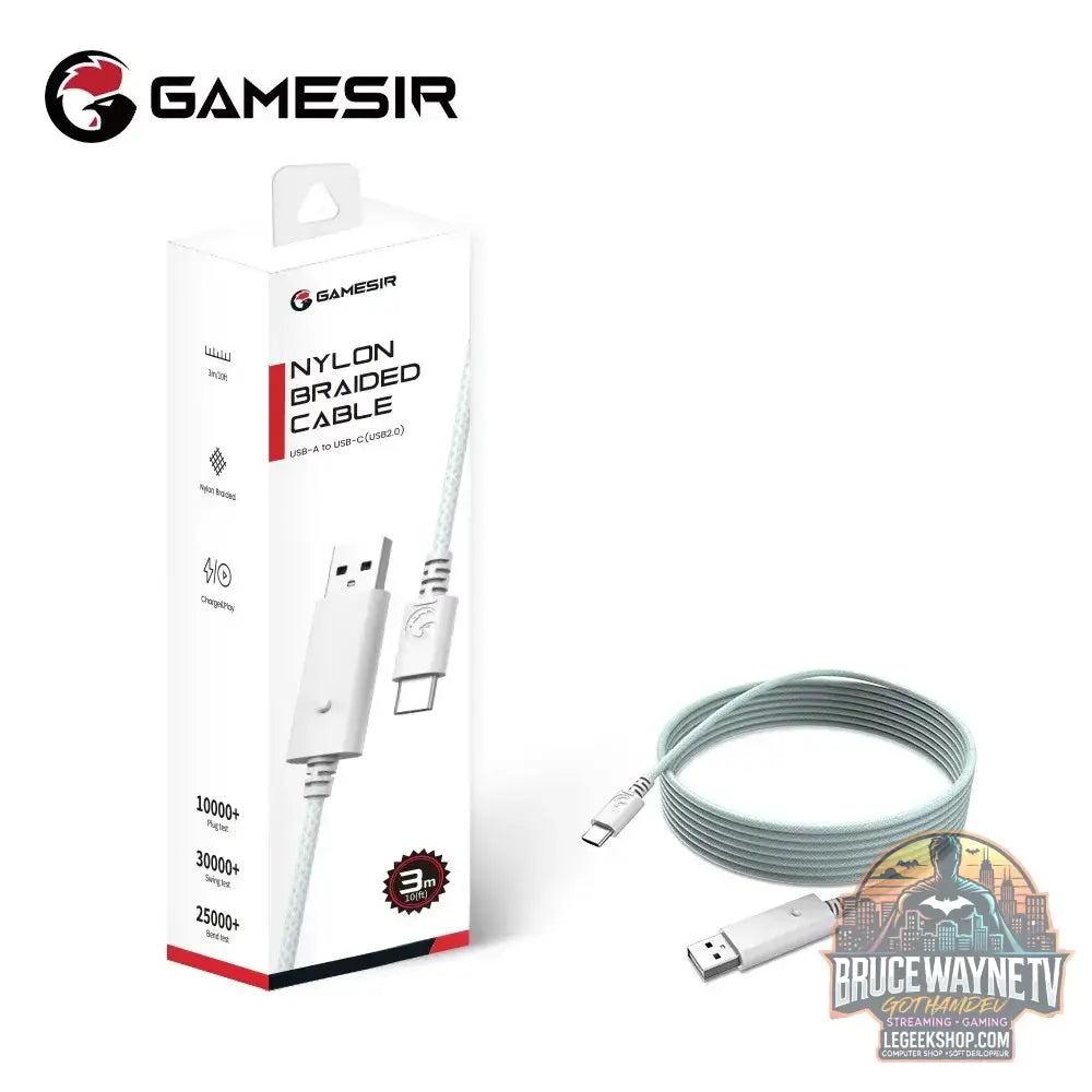 Câble tressé en nylon GameSir 3m pour manettes de jeu G7 Pro G7 Pro 8K Cyclone 2 Nova Lite - Green - Accessoire Gaming