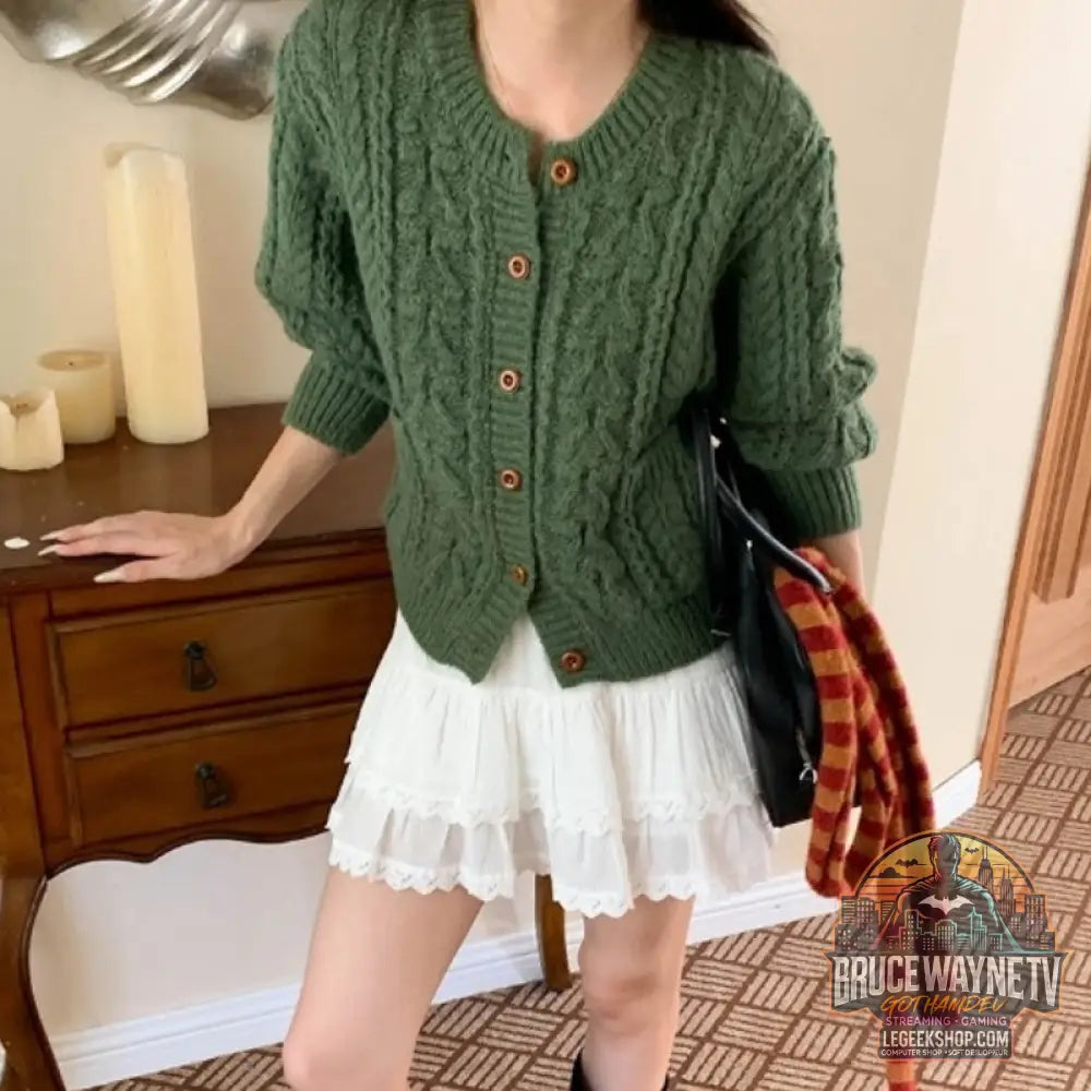 Cardigan Femme Style Coréen Tricoté Texture Torsadée - Cardigan Femme