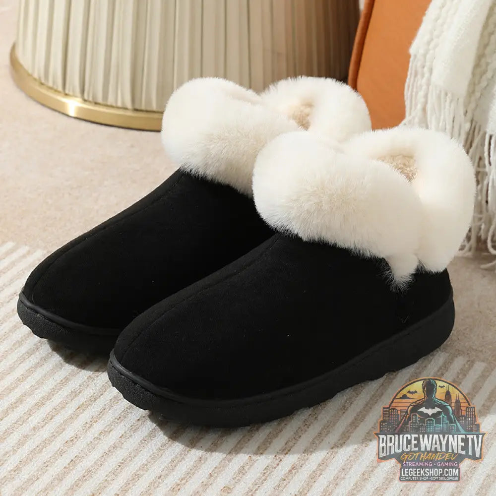 Chaussons Maison Hiver Plateforme Chauds Couple Velours - Black / 36or37 - Chaussons Maison