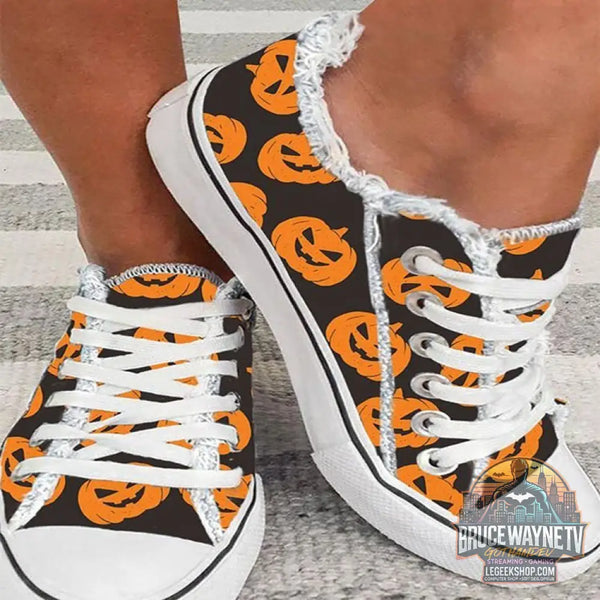 Chaussures Canvas Femme Graffiti Halloween Casual Lacets - Chaussures Canvas Femme