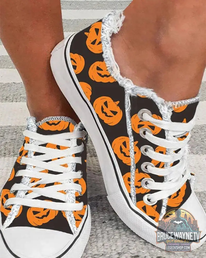 Chaussures Canvas Femme Graffiti Halloween Casual Lacets - Chaussures Canvas Femme