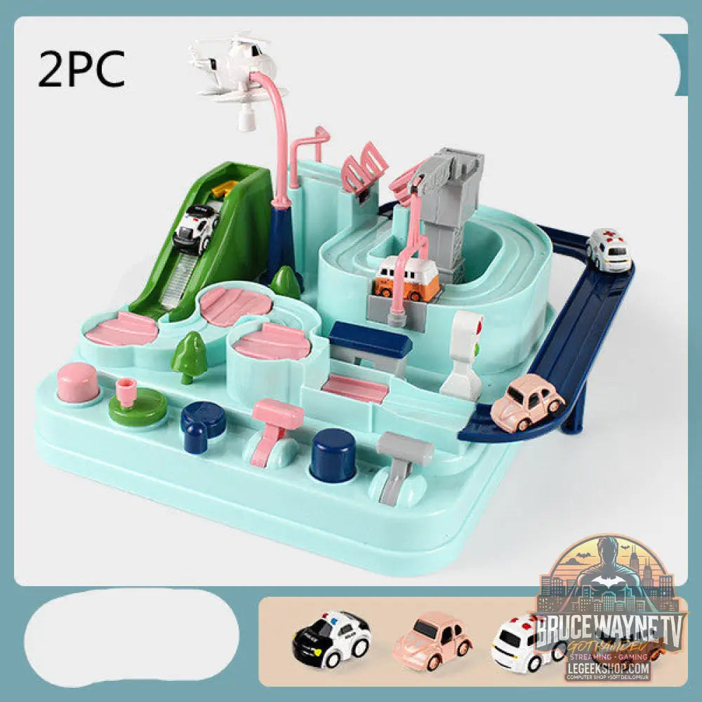 Circuit Voitures Parking Rails Aventure Jouet Enfant Piste - Green 4trolley2PC - Jouet Circuit