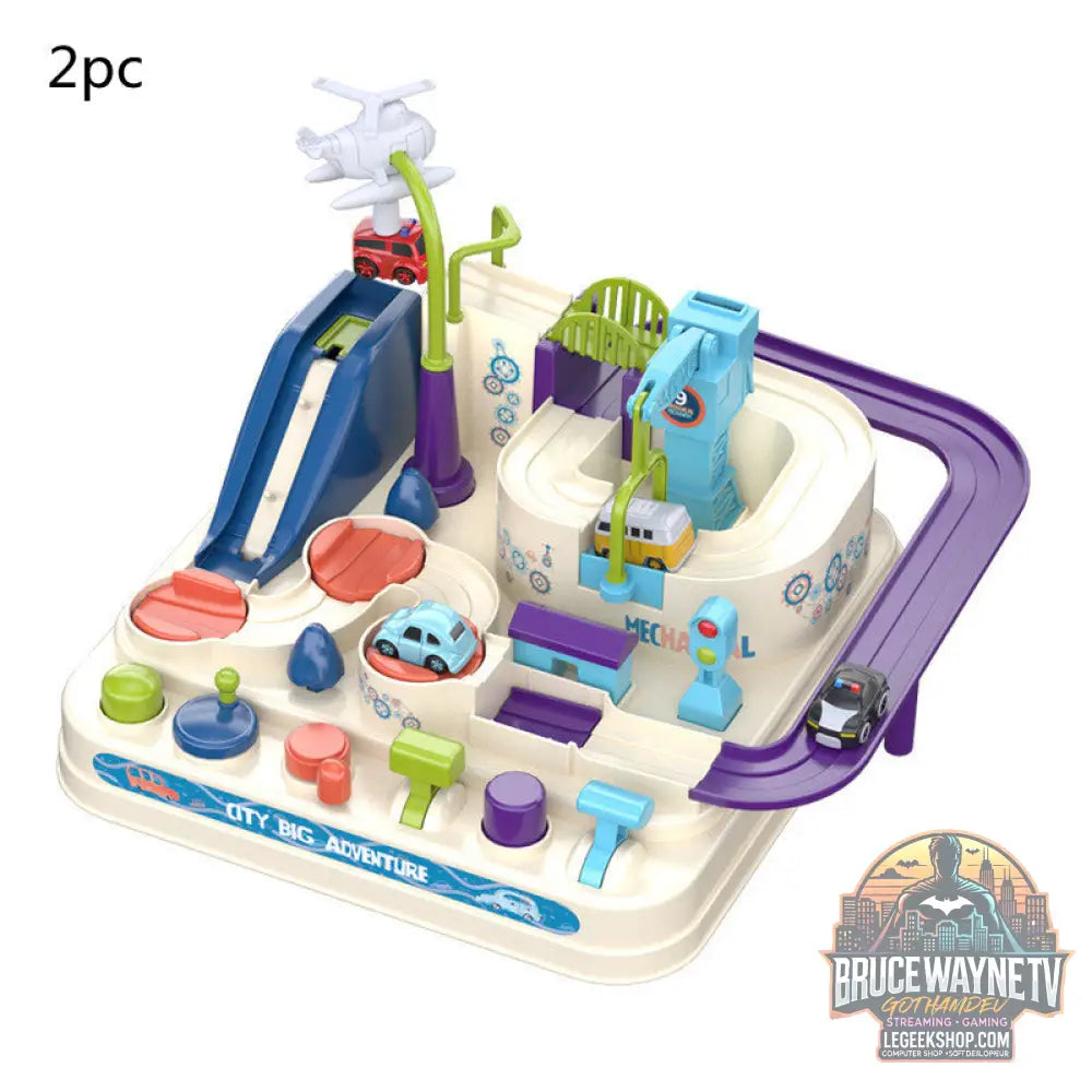 Circuit Voitures Parking Rails Aventure Jouet Enfant Piste - White English version2PC - Jouet Circuit