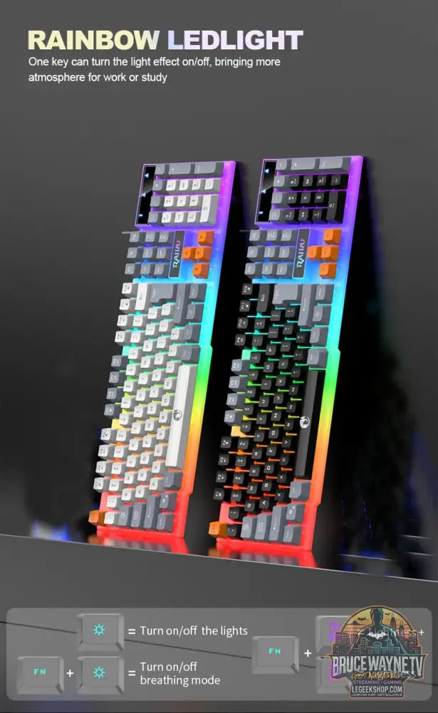 Clavier et clavier simples souris RAIKU T26 clavier lumineux à trois tons souris filaire mécanique tactile souris