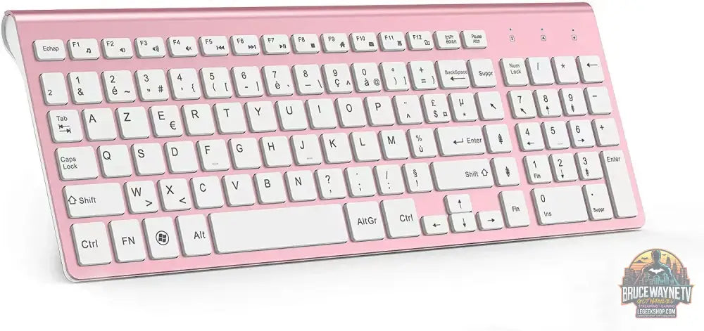 Clavier Sans Fil (AZERTY Disposition) 2,4Ghz Ultra-Fins Compacte Clavier Portable Silencieux 2400 DPI Ergonomique