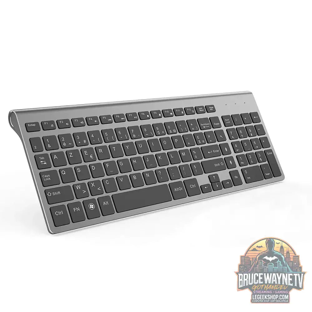 Clavier Sans Fil (AZERTY Disposition) 2,4Ghz Ultra-Fins Compacte Clavier Portable Silencieux 2400 DPI Ergonomique