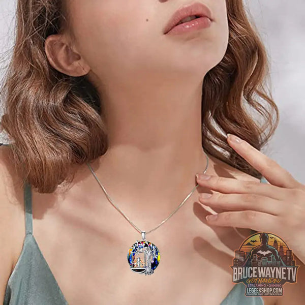 Collier Pendentif Arbre Vie Trois Sœurs Cristaux Colorés - Silver - Collier