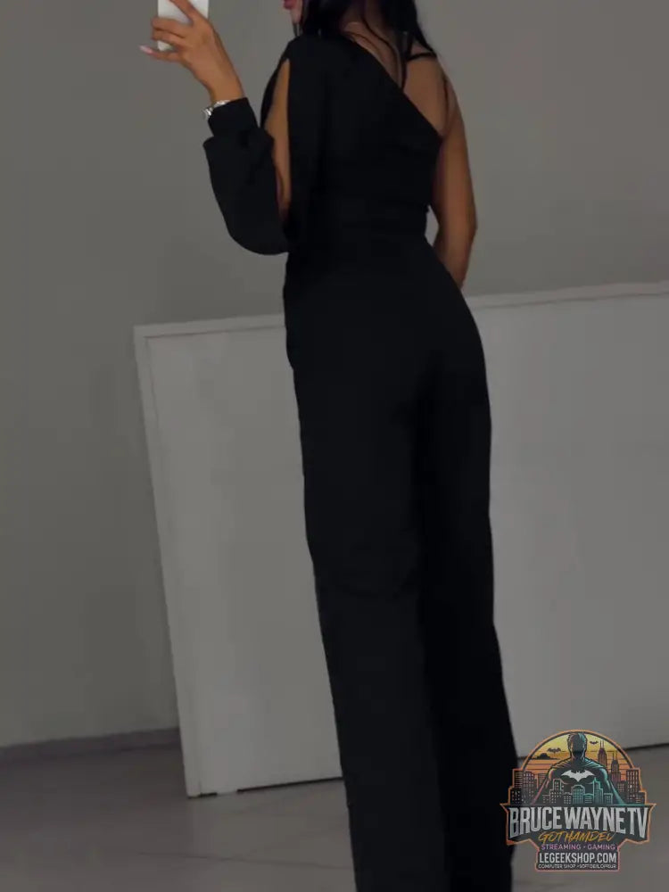 Combinaison Une Manche Patchwork Mesh Élégante - Combinaison Femme
