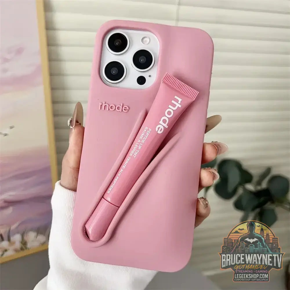 Coque iPhone Rhode Style Porte-Rouge à Lèvres - Silicone Dopamine - Ribbon / No Lipstick / For iPhone16ProMax - Coque