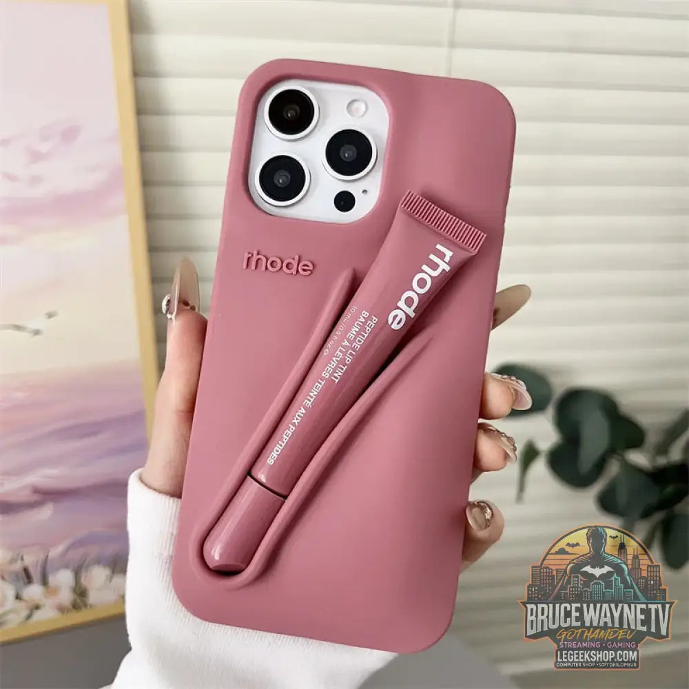 Coque iPhone Rhode Style Porte-Rouge à Lèvres - Silicone Dopamine - Lmage / No Lipstick / For iPhone16Pro - Coque