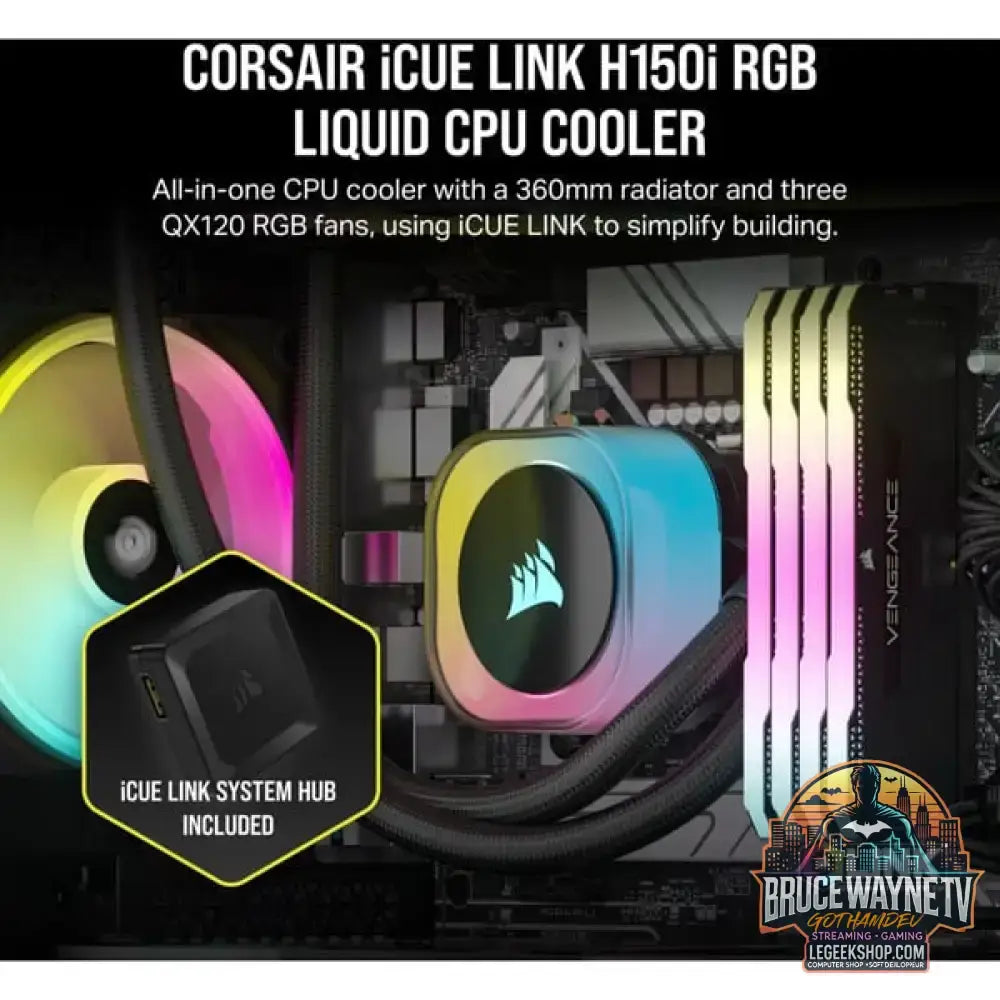 Corsair iCUE LINK H150i RGB, Wasserkühlung schwarz - Corsair - vue 2