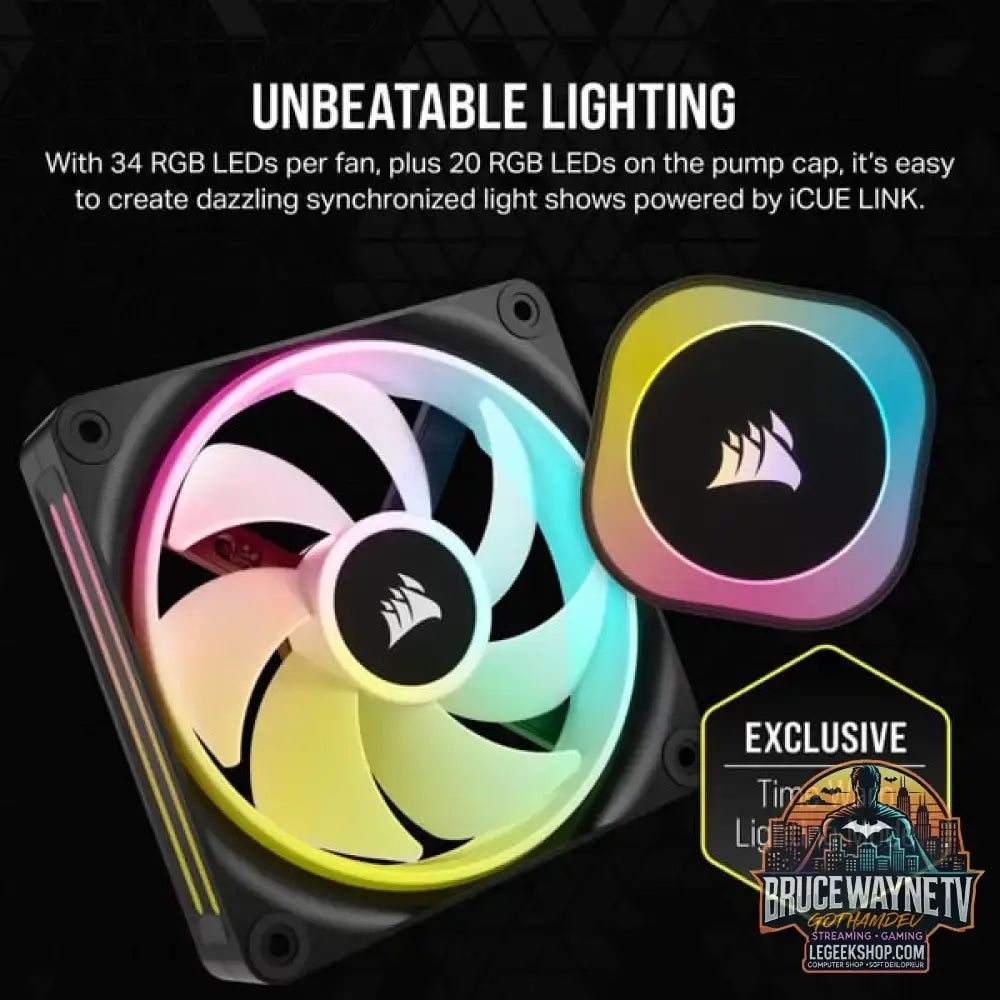 Corsair iCUE LINK H150i RGB, Wasserkühlung schwarz - Corsair - vue 3